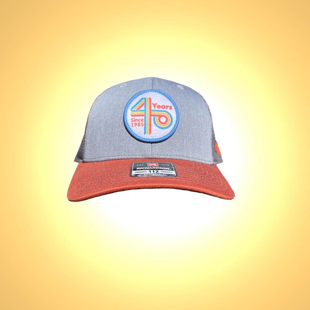 Snapback Trucker Cap - Heather Grey/Dark Orange